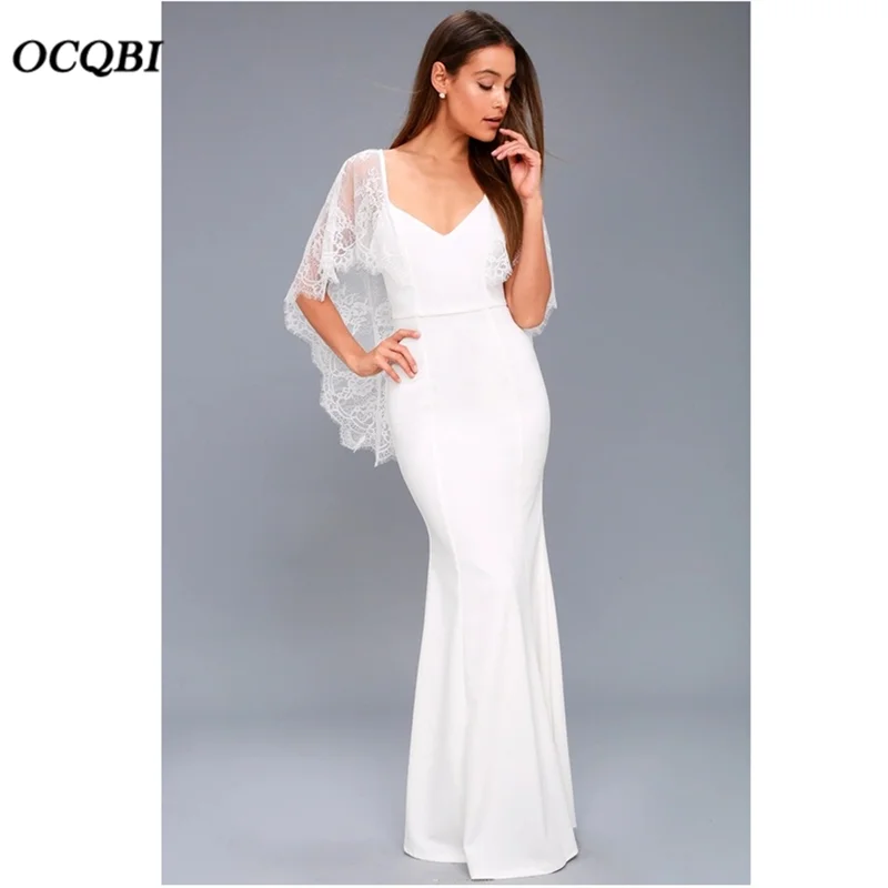 

Plus Size 2018 Women Summer Elegant Party Lace Sundress Casual Sexy Fashion Maxi Backless White Dresses