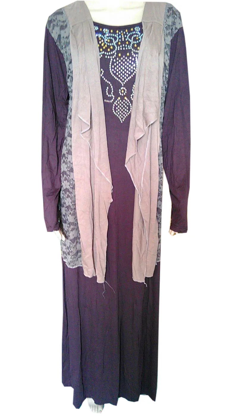 Распродажа: муслиновый халат с длинными рукавами ABAYA темно синий