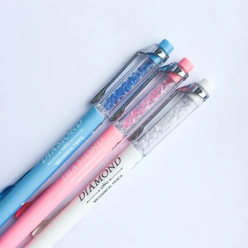 3 pcs/lot 0.5 mm Diamond True Love Press Plastic Mechanical Pencil Automatic Pen For Kid School Office Supply