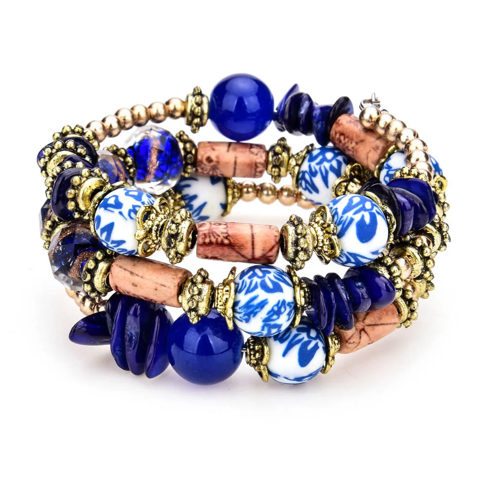 LUBINGSHINE, винтажный многослойный браслет для женщин, многоцветные браслеты с бусинами и цветами, браслеты в стиле бохо, ювелирные изделия для женщин