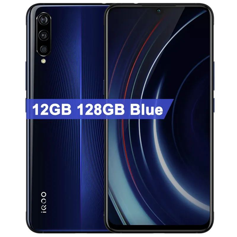 vivo iQOO мобильный телефон 6 ГБ 128 ГБ 6,4" Восьмиядерный Snapdragon 855 с 3 камерами 12 Мп+ 13 МП+ 2 Мп Android 9 4000 мАч NFC Смартфон - Цвет: 12GB 128GB Blue