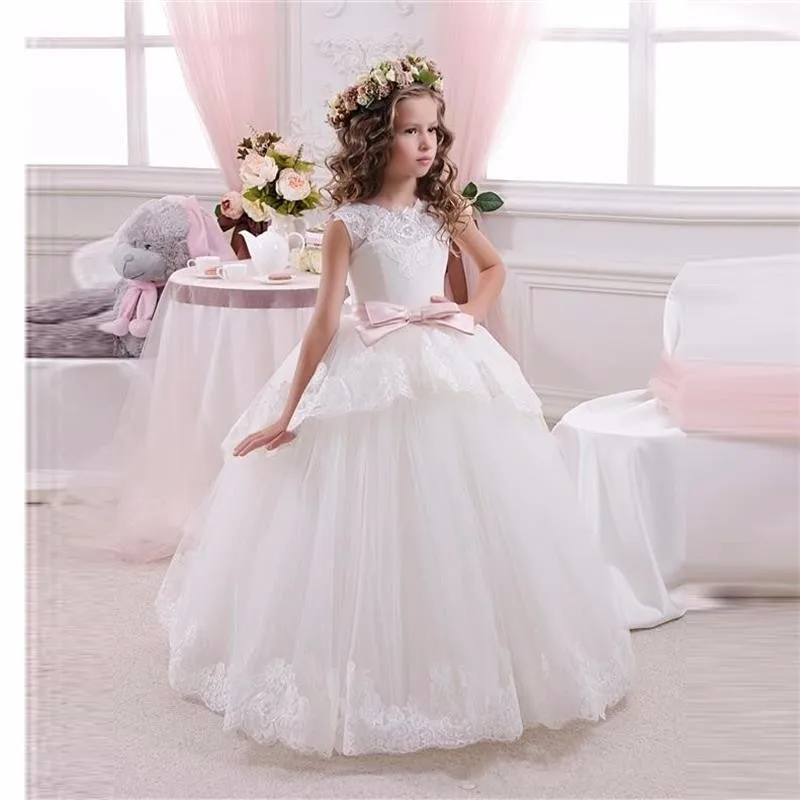 Tutu flower girl dress,Lace and tulle flower girl dress,Sparkly flower girl dress,Princess girl dress,White lace girl dress,Party girl dress