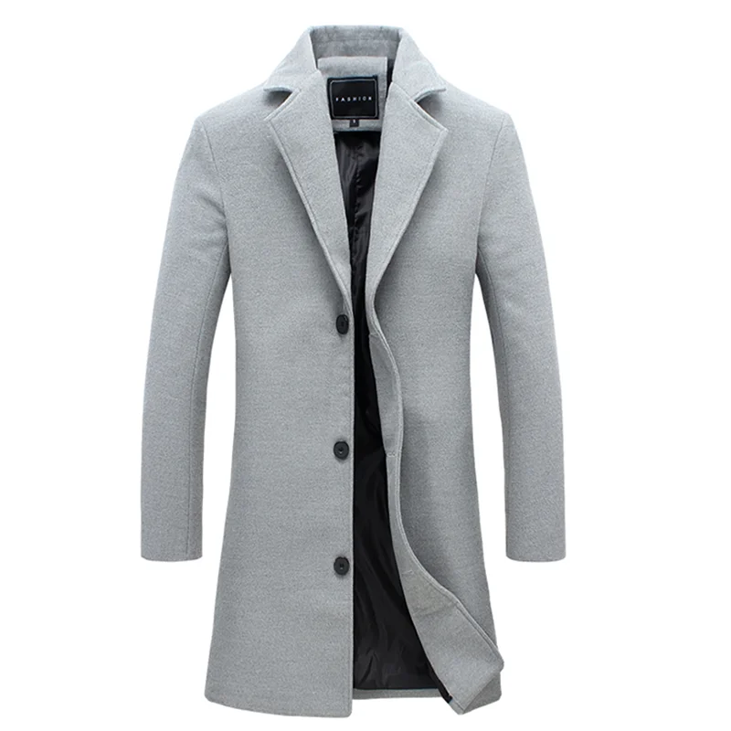 Осень-зима, модное Однотонное шерстяное пальто для пожилых/Мужская ветровка, хорошее качество, узор, деловое Мужское пальто