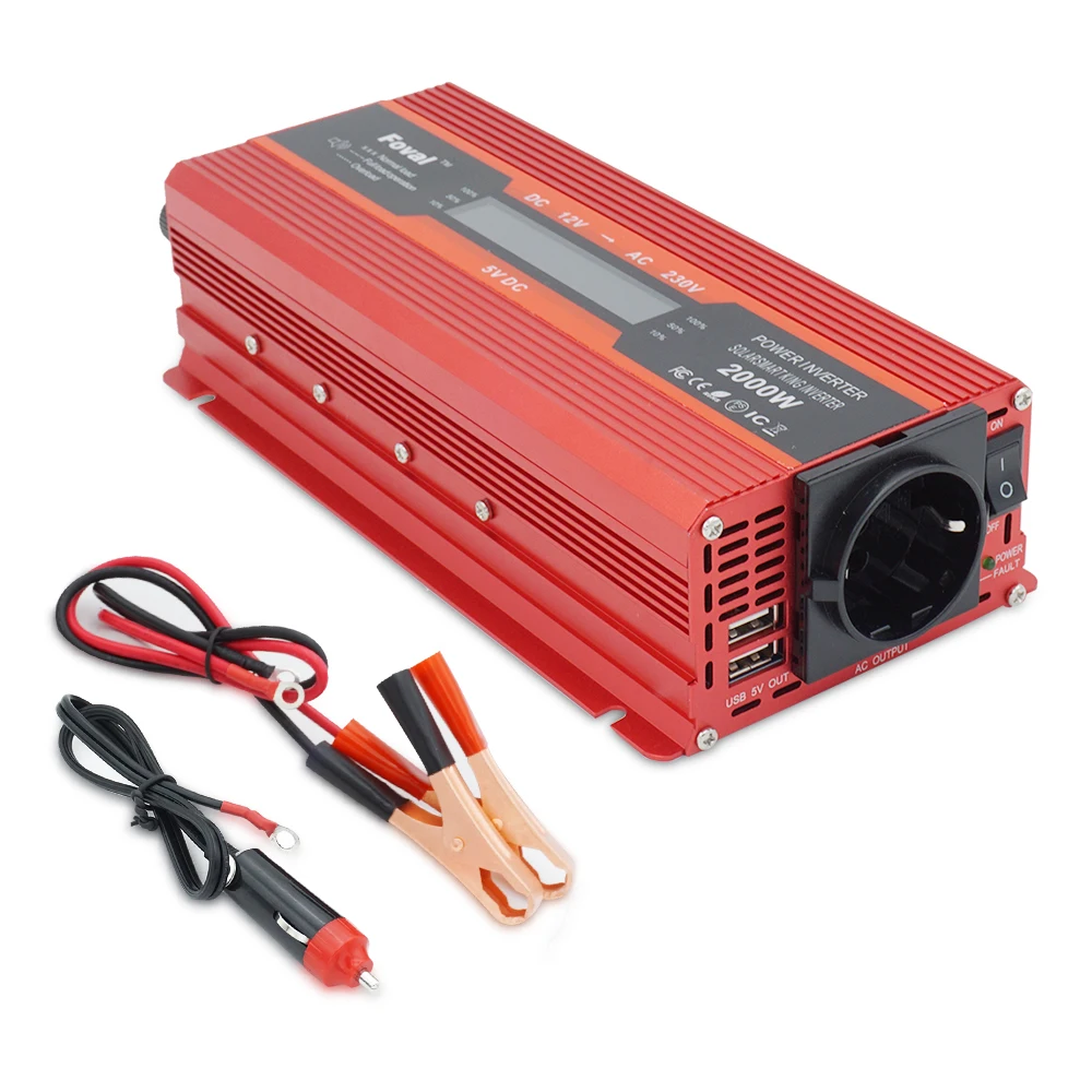  Pantalla LCD adaptador Solar dual 3.1A USB 1500 W/2000W2600W inversores de corriente para coche cc 