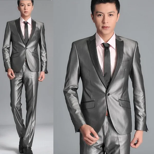 2017 il nuovo sposo abiti da sposa uomo argento lucido vestito vestito A  Due pezzi|shiny suit|mens wedding suitswedding suit - AliExpress