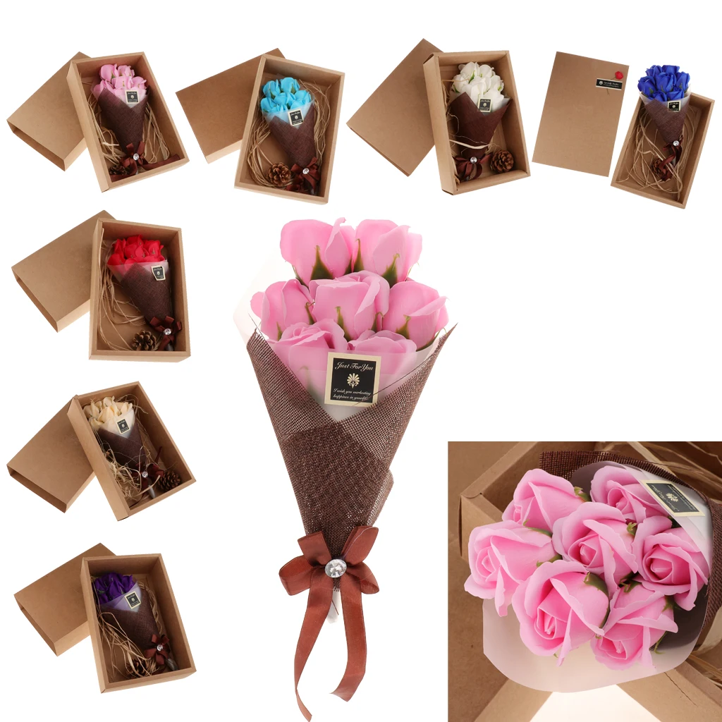 7pcs Soap Rose Flowers Box Birthday Creative Wedding Valentine Gift