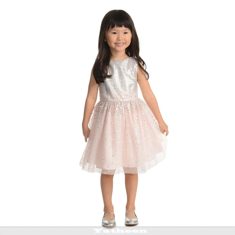 Yatheen/платье с блестками для маленьких девочек от 12 до 24 месяцев, платье с юбкой-клеш Детские праздничные платья