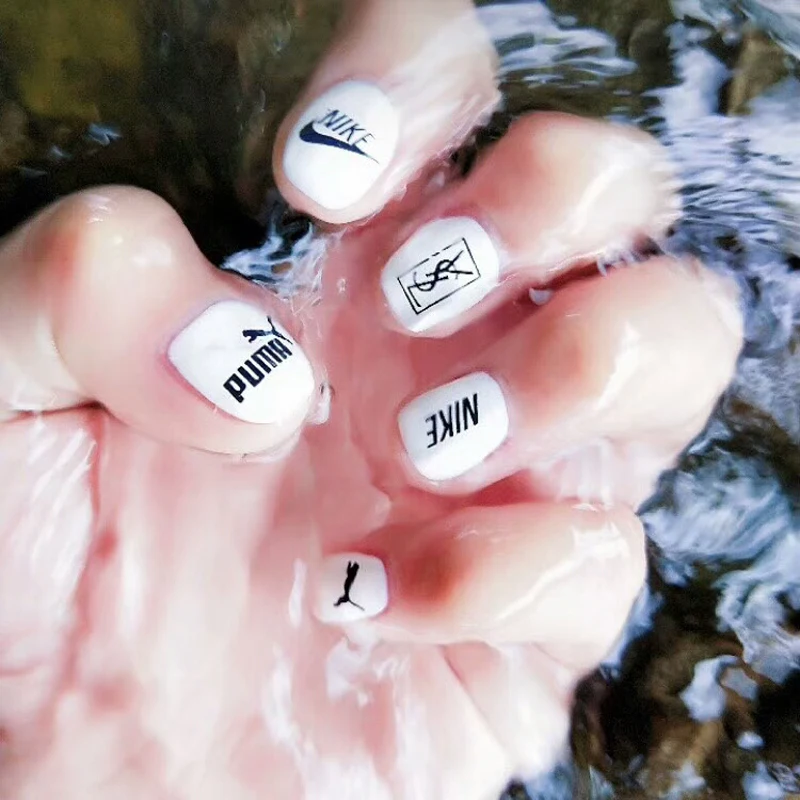 DIY черный спортивный логотип 3D Nail Art стикер Самоклеящиеся наклейки для ногтей