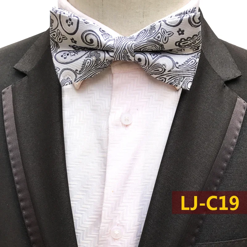 

Fashion Bowties Groom Men Plaid Cravat Silver Gray Flower Classic Paisley Gravata Male Marriage Butterfly Wedding Bow Ties