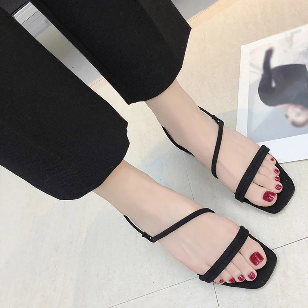 

2019 Women's open toe square head two with square sandals women's shoes