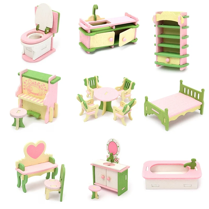 Jouets meubles de maison de poupée en bois | Nouveaux jouets délicats, jouets miniatures pour enfants, jouets de jeu de rôle amusants, jouet avec boîte