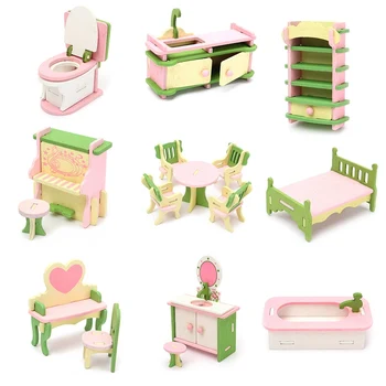 

Newest Wooden Delicate Dollhouse Furniture Toys Miniature For Kids Children Funny Pretend Play Toys Role Playing Toy With Box