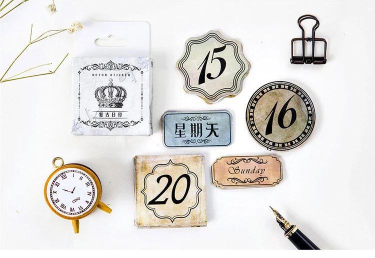 cleaning clear stamps XINAHER 45 Pcs/box Vintage Date week paper sticker decoration stickers DIY for craft diary scrapbooking planner label sticker Scrapbooking & Stamps hot