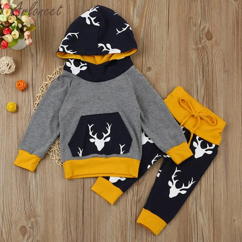 

ARLONEET 2017 Baby Boy Clothes Winter 2Pcs Newborn Infant Baby Boy Girl Deer Hoodie Tops+Pants Outfits Clothes Set P30 Dec20
