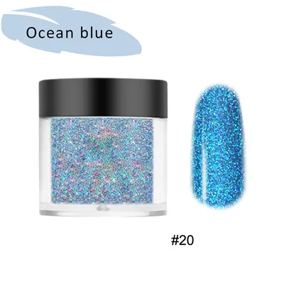 10 мл 16 цветов Блеск для ногтей порошок прозрачный/лазерный Блестящий Порошок для украшения для ногтей хромированный пигмент для маникюра наконечник FA46 - Цвет: ocean blue
