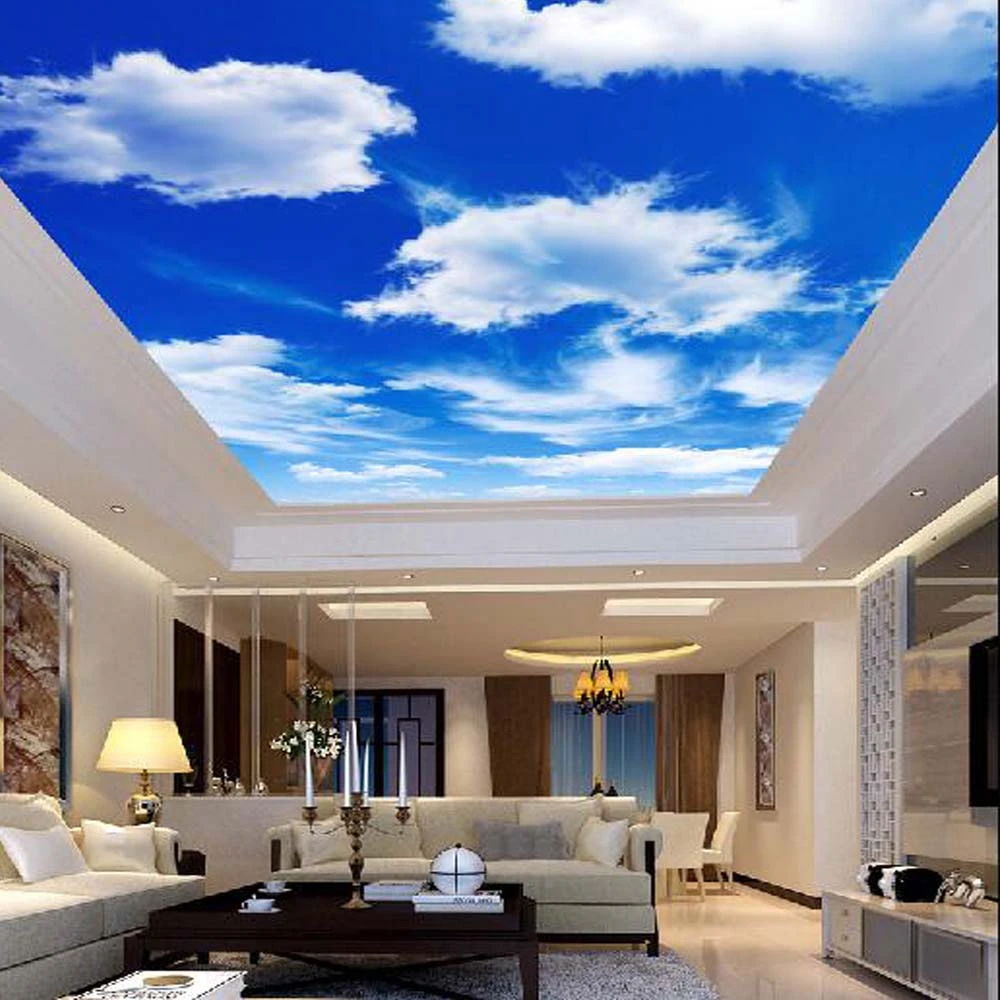 青い空の雲の壁紙 3d写真の壁紙 リビングルームの壁の装飾 Wallpaper For Ceilings Ceiling Wallpapersky Clouds Aliexpress