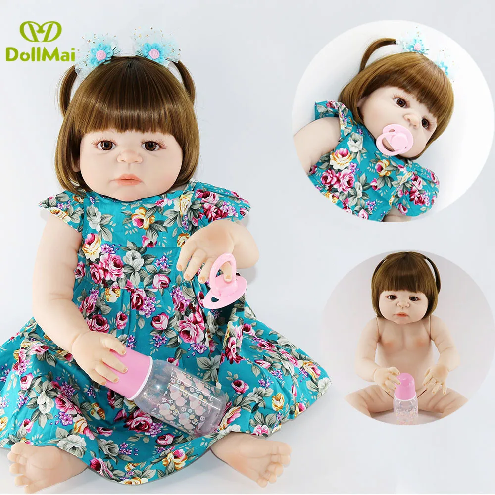

22inch 55cm Full silicone Vinyl Princess Toddler Babies Dolls baby infant Girls Birthday Gift Present Child Play House Toy