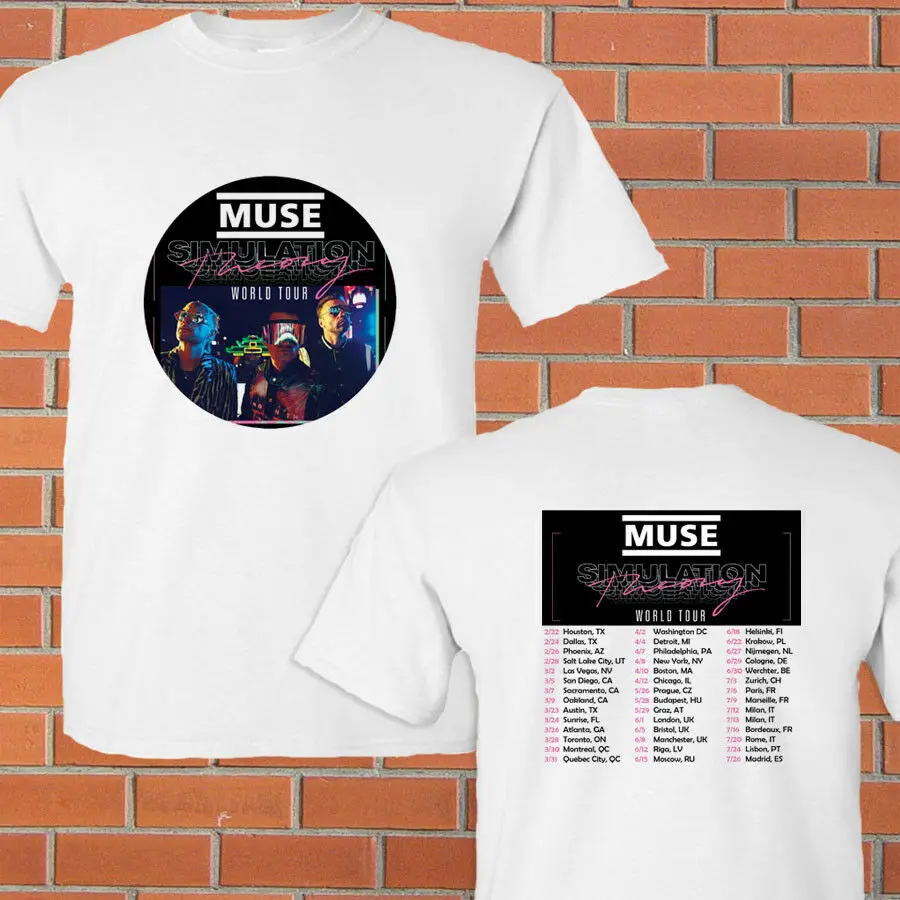 Muse Simulation Theory World Tour 2019 белая футболка мужская Оригинальная с коротким рукавом Homme