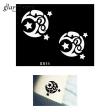 1 шт маленькая хна трафарет татуировки луна, звезда образец дизайн женский боди-арт здоровый трафарет татуировки водонепроницаемый Рождественский подарок S511