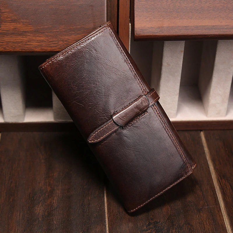 

Head layer cowhide - Luxury Men's casual long Genuine Leather wallet business style wallet high quality purse