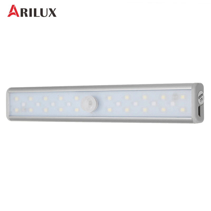 

ARILUX DC5V Bar LED Lights 20 White Leds + 8 UV Leds Three Modes USB Rechargeable IR Motion Sensor Cabinet Light