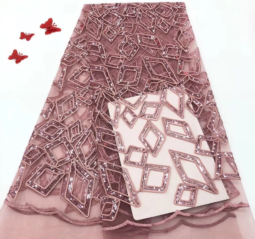 

(5yards/lot ) 2018 New High quality emerald green Velvet African tulle lace French net lace fabric with Sequins for party dress
