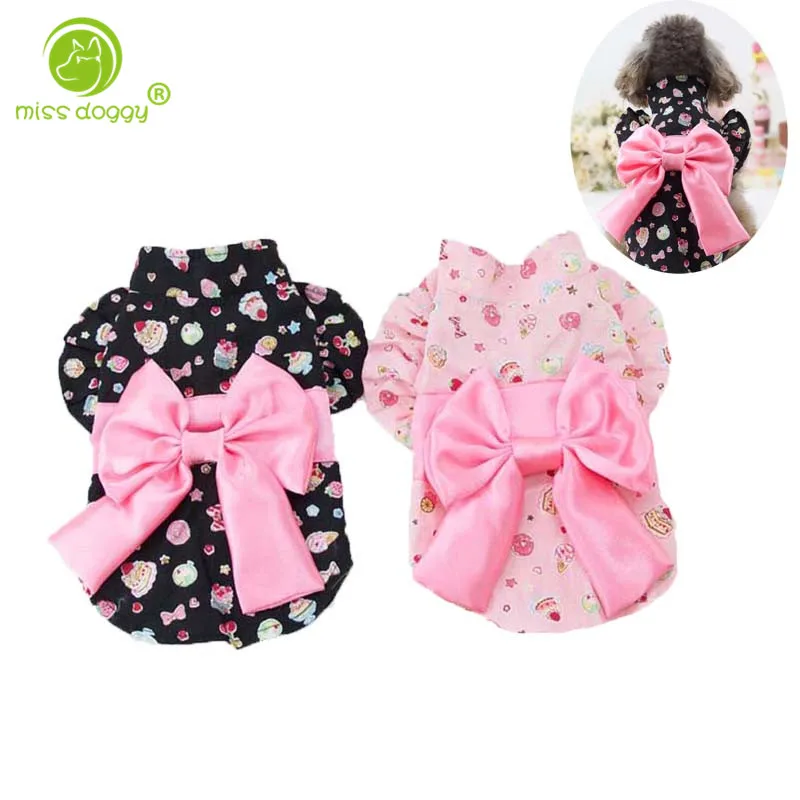 Novelty Design Ruffled Sleeve Pet Dog Dress Skirts Big Bow Tie Spring Summer Princess Cat Dinner Party Coat 20E | Дом и сад