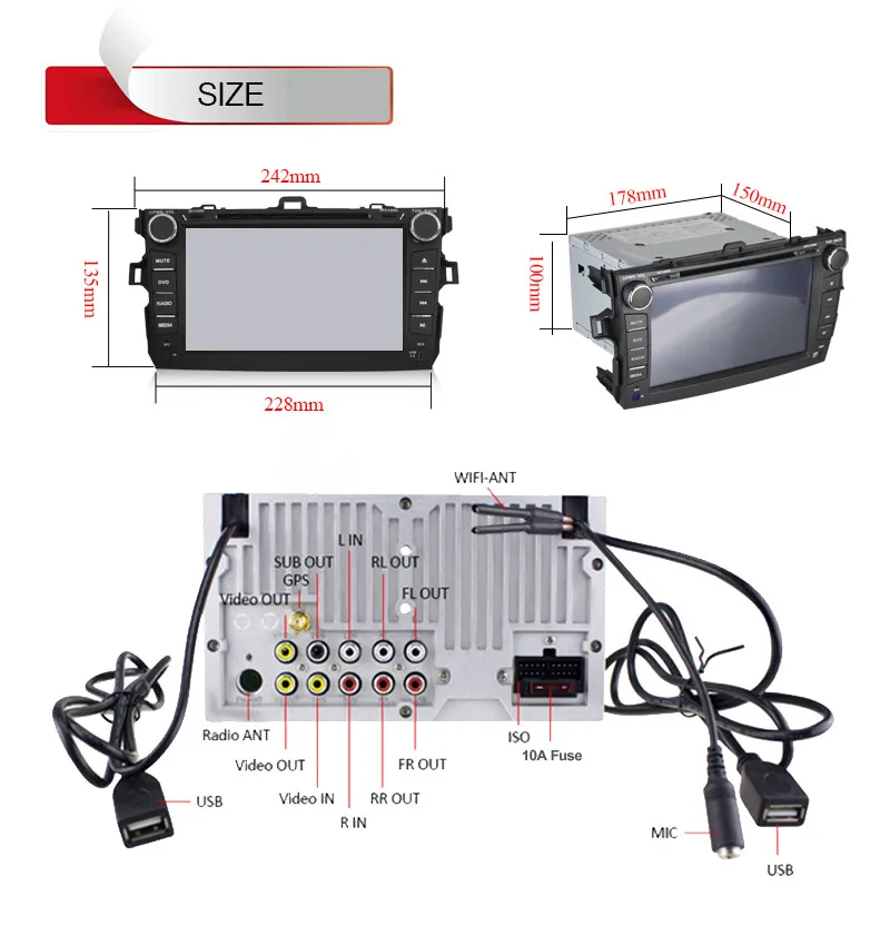 Top Quad Core 1024*600 HD Double 2 Din Android 5.1.1 Car GPS Navigation For Toyota Corolla Car DVD Player car Radio Head Unit+mic 9 Top Quad Core 1024*600 HD Double 2 Din Android 5.1.1 Car GPS Navigation For Toyota Corolla Car DVD Player car Radio Head Unit+mic 9