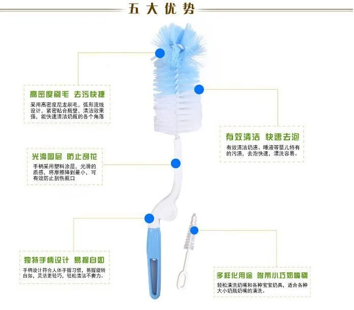 Горячая бутылочная Щетка 5 шт./компл. губка пластиковая стеклянная чашка для молока воды Чистящая бутылочка Соска-пустышка щетки для соски