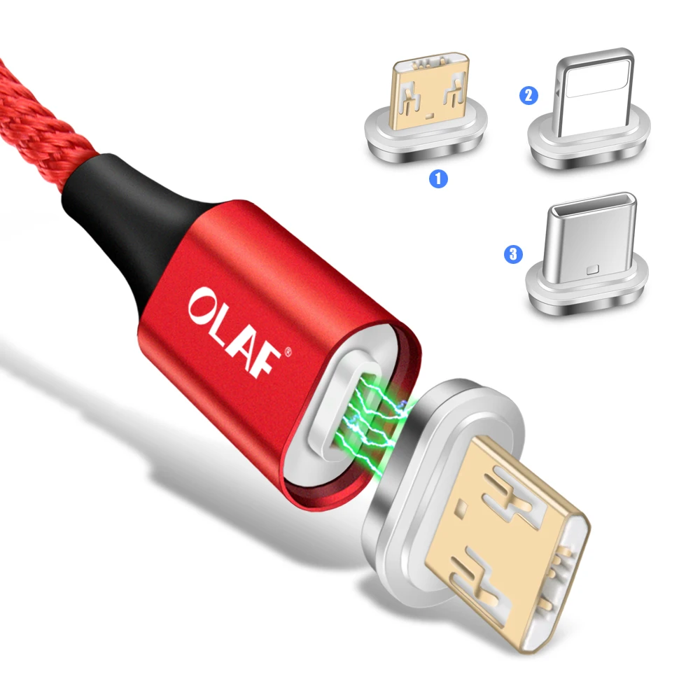 Олаф 3A магнитное освещение Micro usb type C кабель быстрое зарядное устройство для Iphone 6 7 8 Plus X XR XS Max для Redmi note 7 для samsung S9