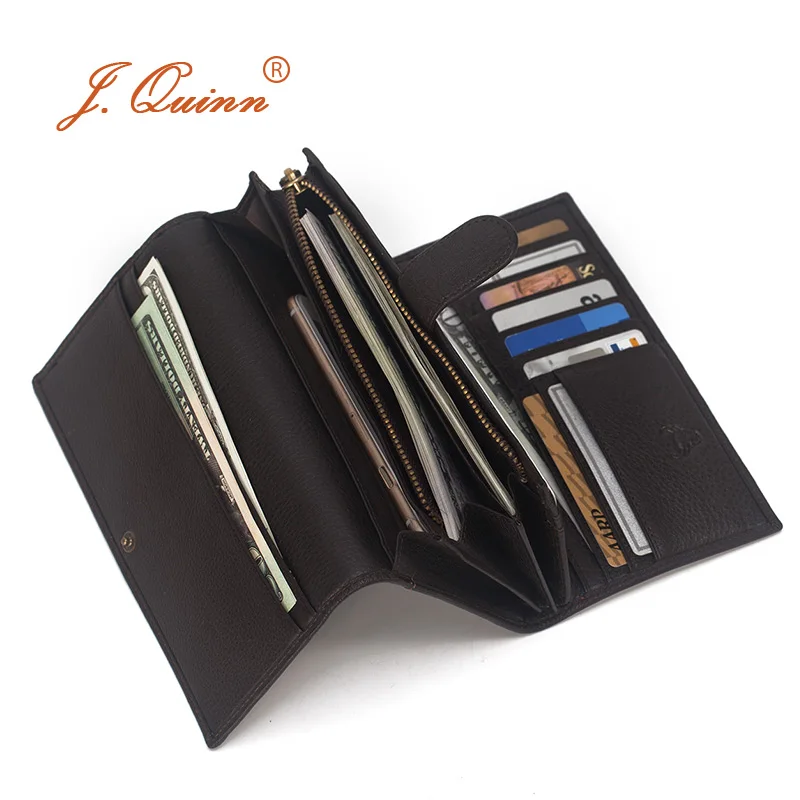 Image J.Quinn Walet Women Wallets Genuine Leather Luxury Long Card Holder Womens Wallet Handmade Gray Blue Woman Famous Purses 2016