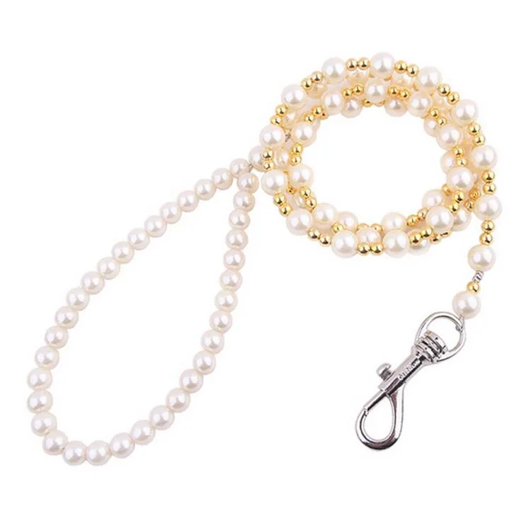 Gold White Pearl String Funky Small Pet Cheap Dog Accessories Collar