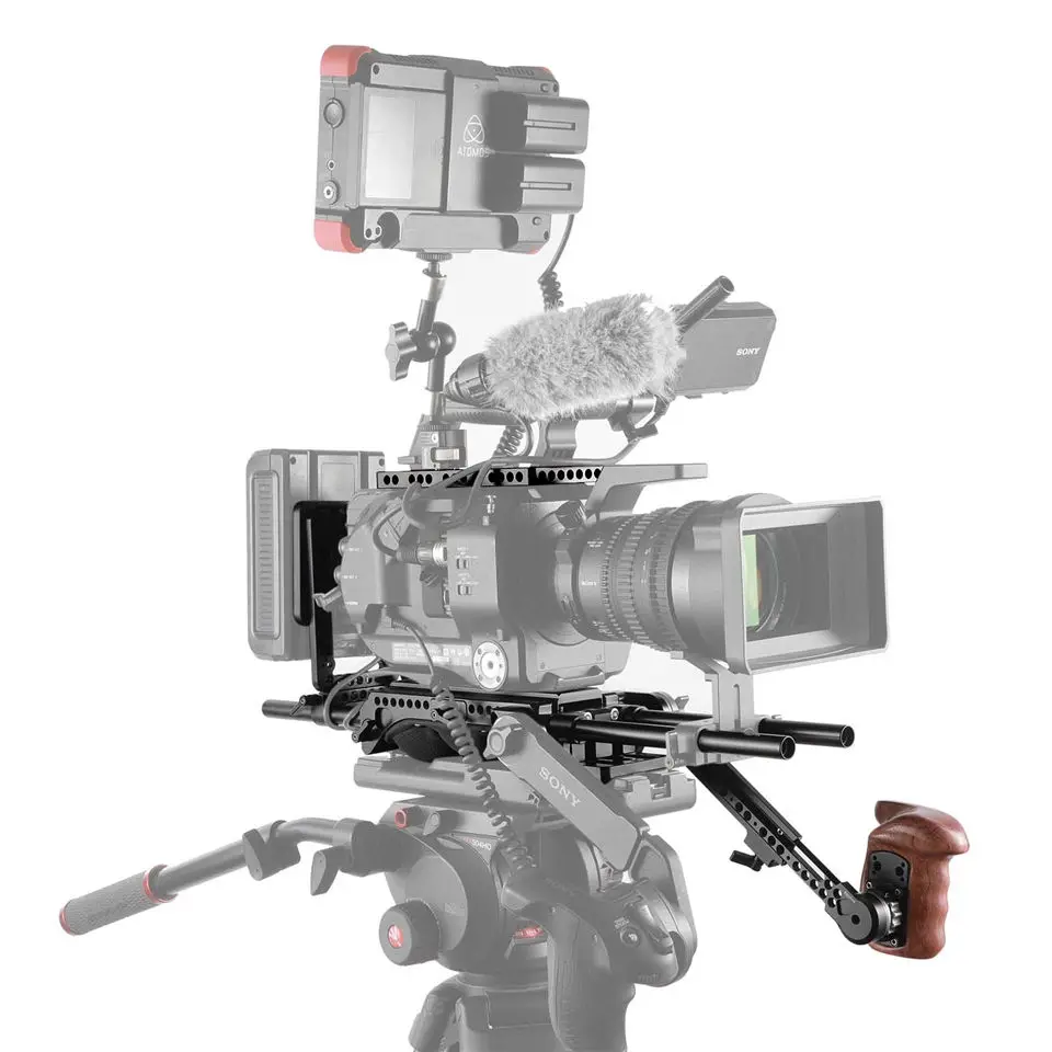 SmallRig для FS7/FS7II профессиональный набор аксессуаров(верхняя пластина+ 15 мм стержень+ Наплечная накладка+ крепление Arri rosette Arm+ деревянная ручка)-2045