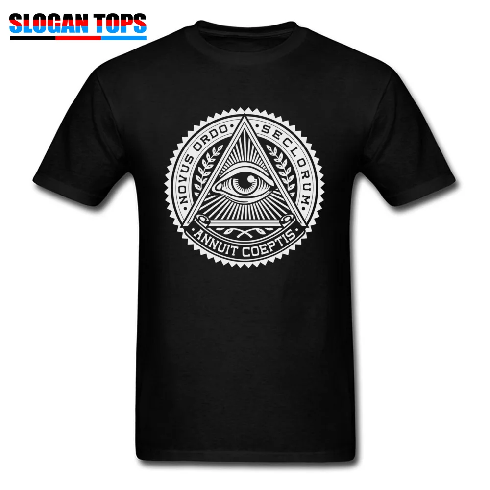 Cotton Men's Short Sleeve Eye of providence Tshirts Design Tops Shirts Retro Design Round Collar Tshirts Drop Shipping Eye of providence black