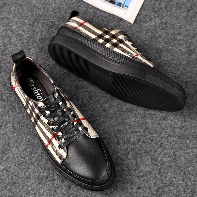 

Spring and summer new board shoes upper layer cowhide + cloth show men's shoes outdoor breathable casual shoes