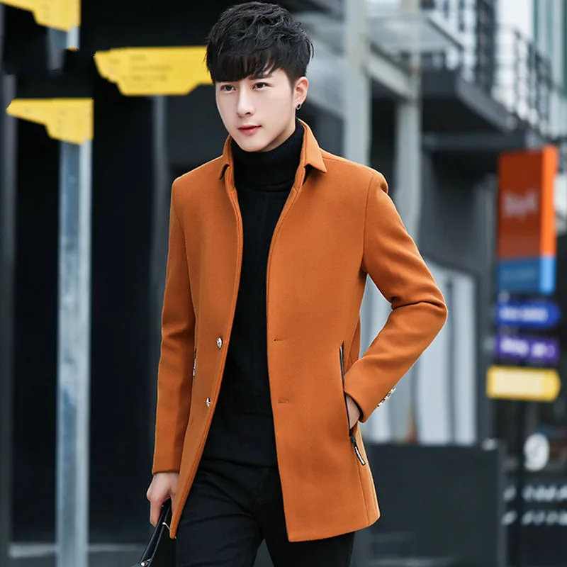 AYUNSUE, мужское пальто, осенне-зимние куртки, шерстяное пальто, мужское тонкое корейское пальто, красивое пальто, куртка Abrigos Hombre KJ265 - Цвет: Brown