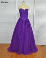 Фотография Real Photo Ball Gown Sweetheart Tulle Quinceanera Dresses Sleeveless Off the Shoulder Appliques Beads Purple Ruched  Formal Dres