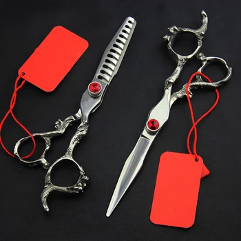 

6inch Japan 440C Dragon Handle Straight Cutting Thinning Scissor Hairdressing Style Shear Clipper Barber Shop Tool
