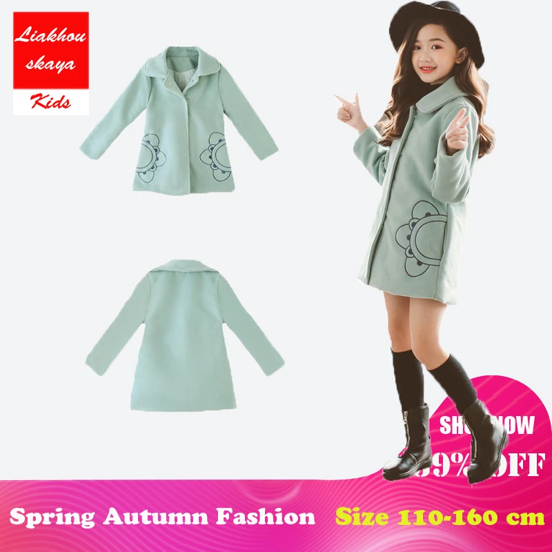 

Liakhouskaya 2018 New Hot Sale Kids Coat For Girls Wool Casaco Winter Coats Fashion Thickening Large Fur Collar Wool Coat Jacket