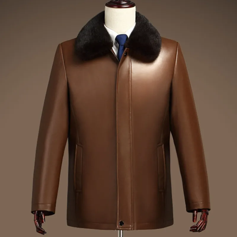 

men fur coat genuine leather jacket outerwear sheepskin jackets coats mink fur liner