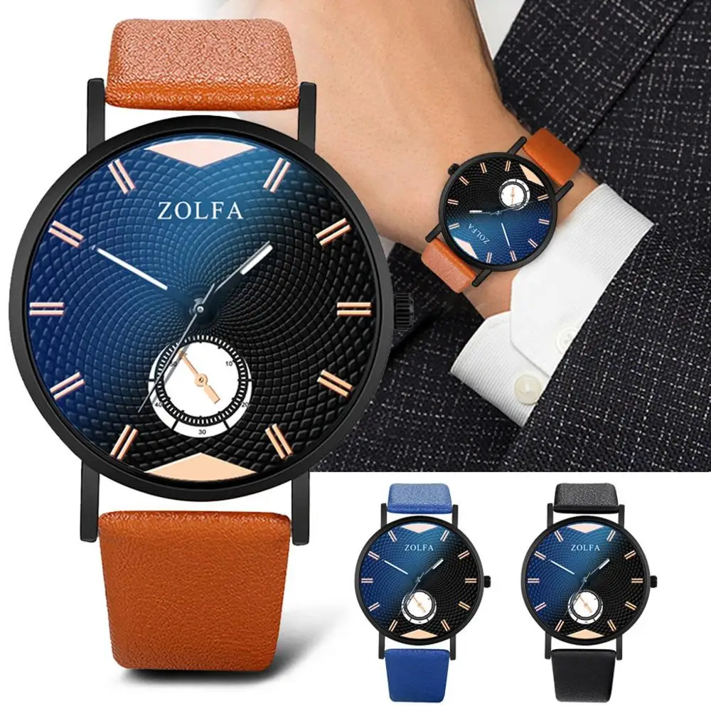 

ZOLFA Sleek Minimalist Roman Scale Blue Glass Belt Men's Quartz Watch