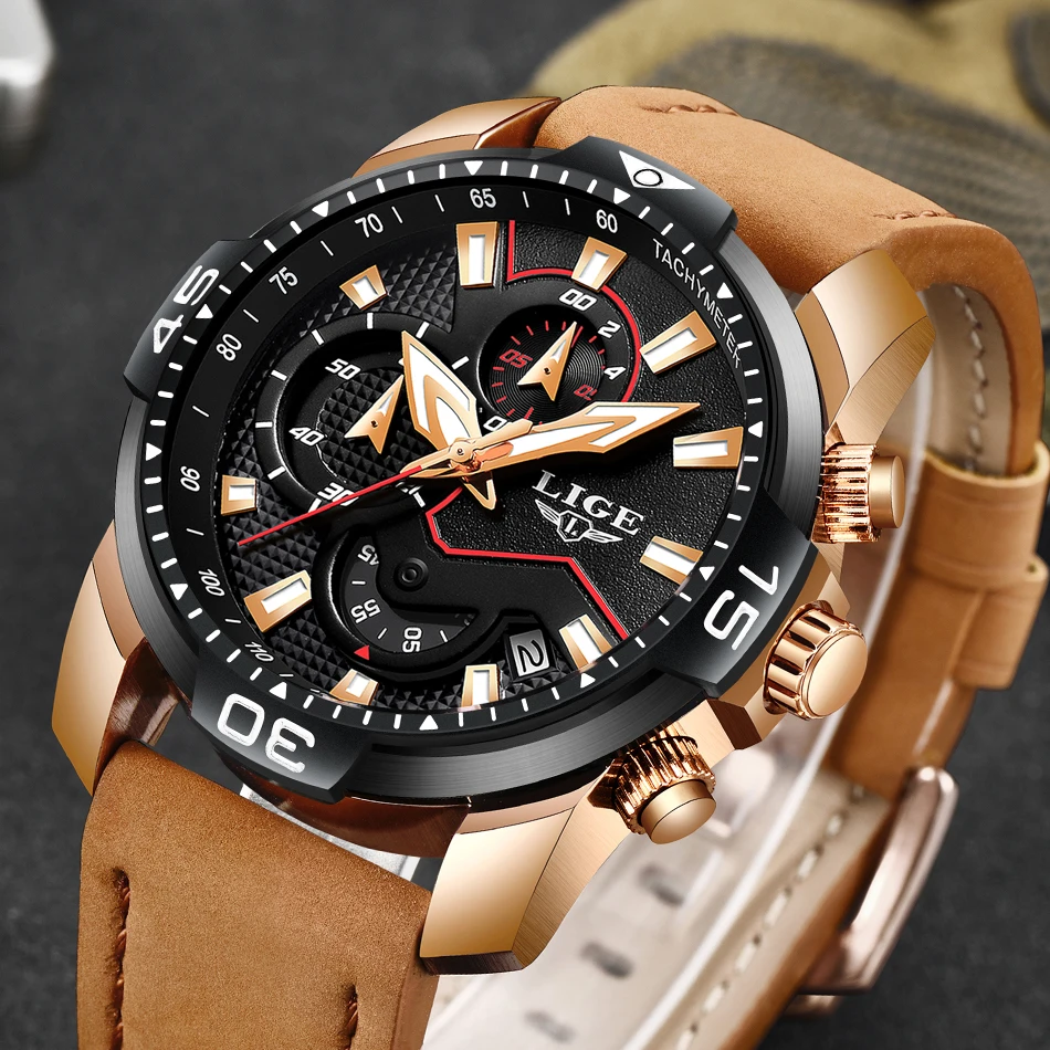 

2019 LIGE New Mens Watches Fashion Top Brand Luxury Chronograph Waterproof Date Wrist Watch Casual Quartz Clock reloj hombre+Box