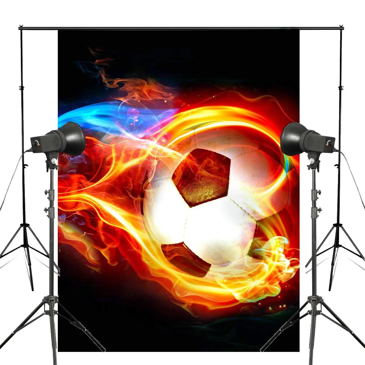 

Rush Flying Soccer Photography Background Flame Photo Backdrops Theme Science Fiction Photo Studio Background Props 5x7ft