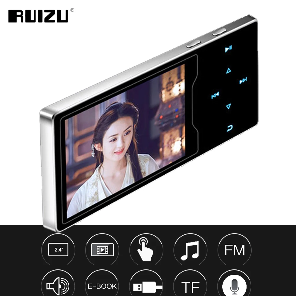 RUIZU D08 8 Гб металлический MP3-плеер 2.4in HD большой цветной экран HIFI без потерь звук FM радио электронная книга Видео плеер со встроенным динамиком