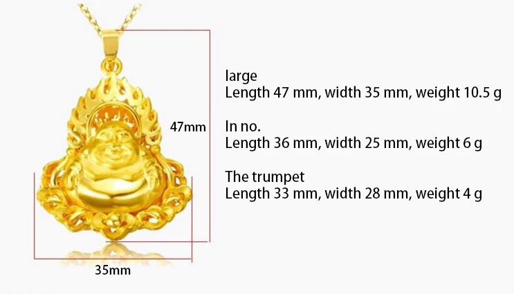 Вьетнамское аллювиальное золотое ожерелье высокого качества не выцветает Гуаньинь, Будда Подвески ожерелье