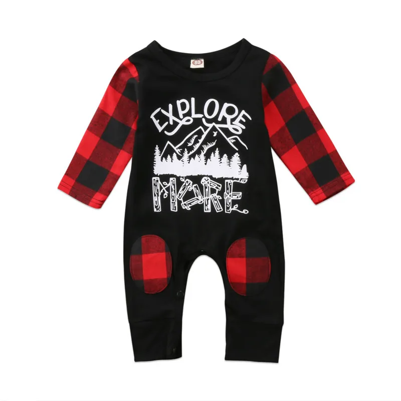 Toddler Kids Baby Boys Girls Romper 2017 New Long Sleeve Pop Plaid