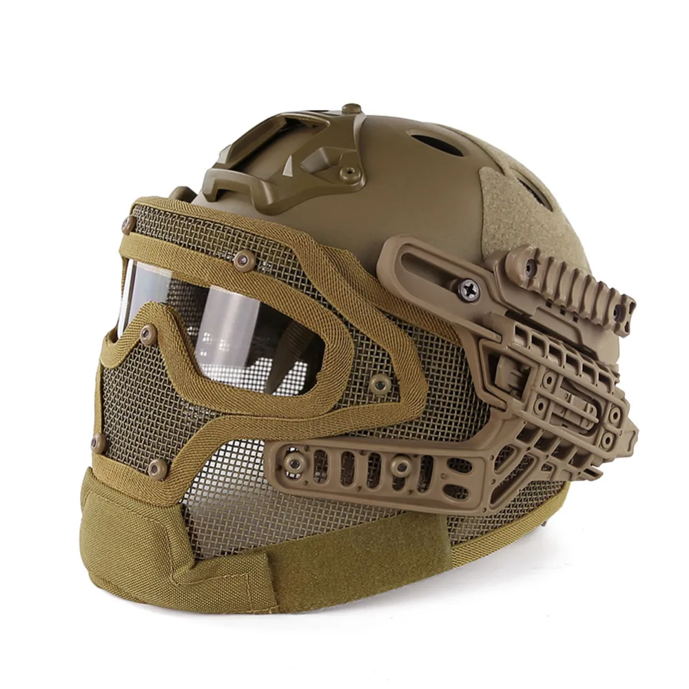 

Tactical Helmet BJ PJ MH ABS Mask with Goggles for Military Airsoft Army Paintball WarGame Motorcycle Cycling Hunting TAN