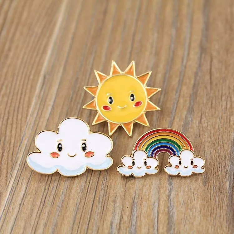 

fashion jewelry Sweet Sun Rainbow Cloud Metal Brooch Pins Wholesale