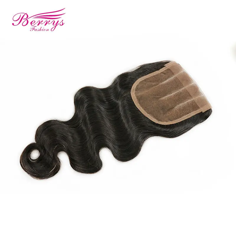 

[BerrysFashion]Peruvian Body Wave 3 Part Lace closure Bleached Knots 5*5 100%Human Hair Closure with Baby Hair Remy Hair Closure