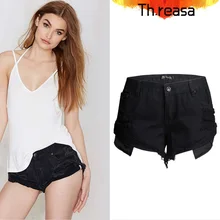 Бренд BF deadent Мода с низкой талией, Женский Свободные шорты из денима с дырками женские черные летние шорты